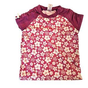 Gymboree Girls Size 7 Magenta Floral Swim Rash Guard Short Sleeve Sun Top NWT